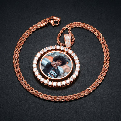 Custom Double Sided Photo Medallion Necklace- Necklace With Photo Inside