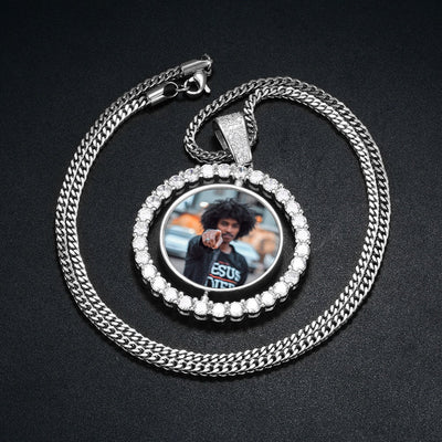 Custom Double Sided Photo Medallion Necklace- Necklace With Photo Inside