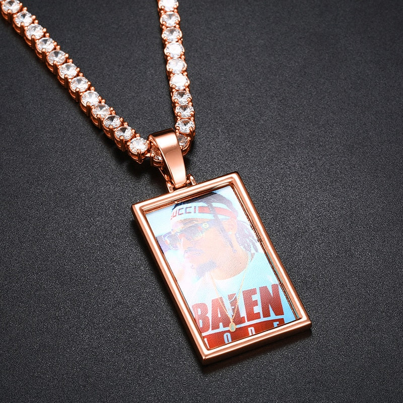 Plating Of 14K Medallion Necklace Photo Pendant Hip-Hop Necklace For Men