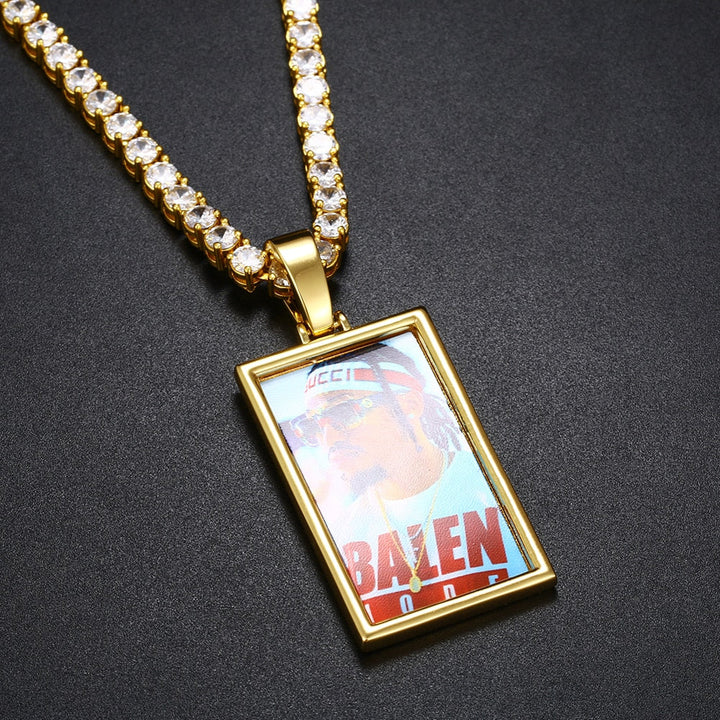 Plating Of 14K Medallion Necklace Photo Pendant Hip-Hop Necklace For Men