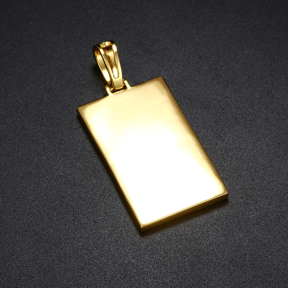 Plating Of 14K Medallion Necklace Photo Pendant Hip-Hop Necklace For Men