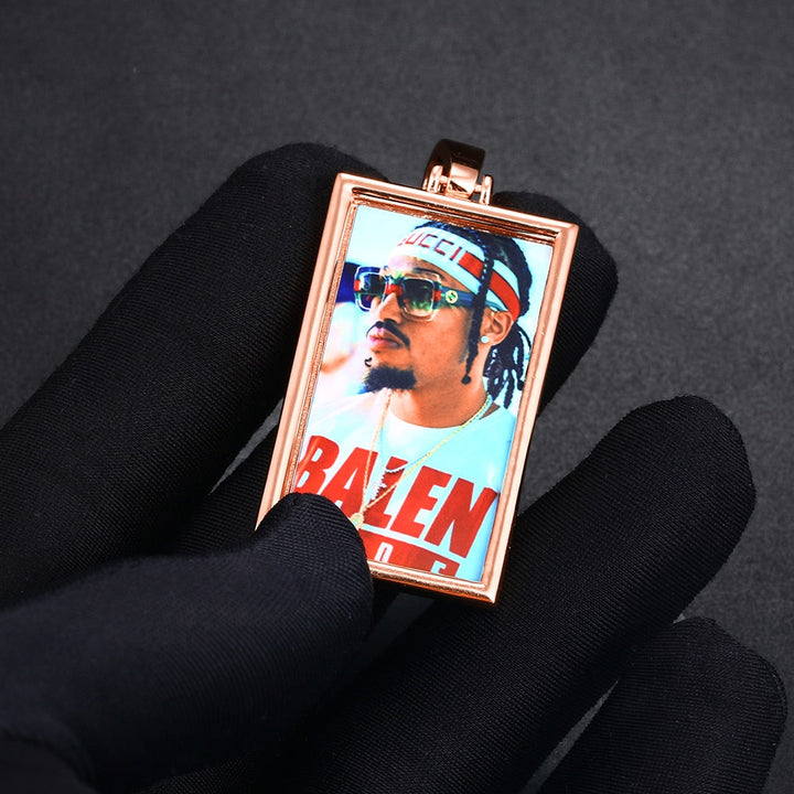 Plating Of 14K Medallion Necklace Photo Pendant Hip-Hop Necklace For Men
