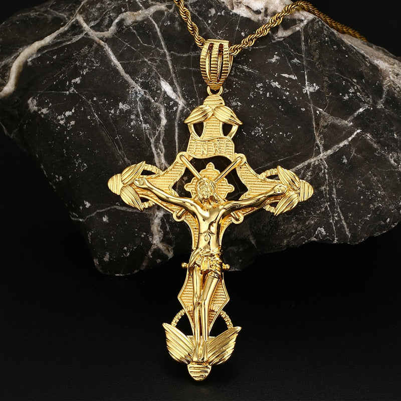 Crucifix Cross Pendant-Inri Cross Necklace- Jesus pendant- Hip Hop Gifts