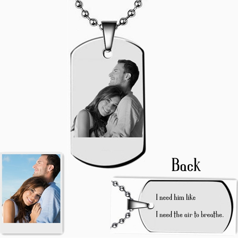 Dog Tag Necklace-Picture Necklace-Personalized Heart Photo Necklace