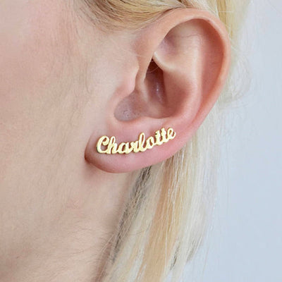 Custom name Earring- personalized Cursive nameplate Earring