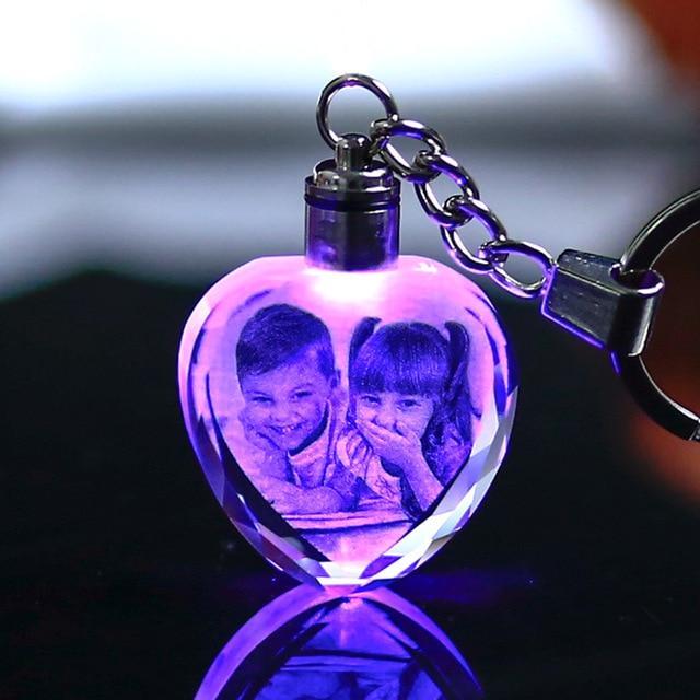 Laser Engraved Crystal Glass with Color Changing Led Lights - Custom It with your Photos