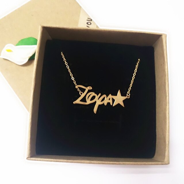 Custom Name Pendant Necklace With Star