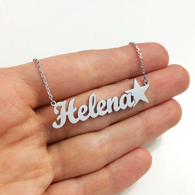 Custom Name Pendant Necklace With Star