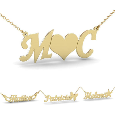 Personalized Name Necklace With Heart, Stars, Butterfly, Angle Wings