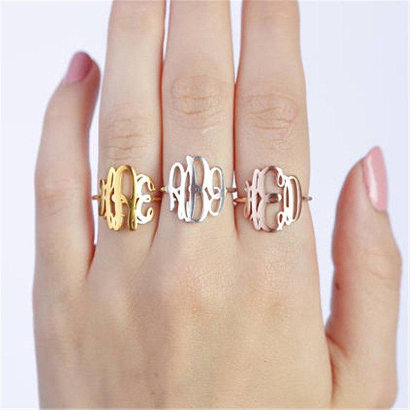 Custom 3 Initial Monogram Ring For Women