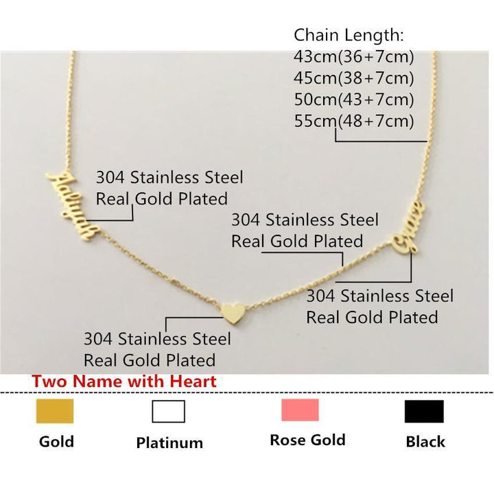 Personalized Two Name Necklace-Best Christmas  Gift For Grandmom