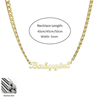 Personalized Nameplate Necklace With 3mm Cuban Chain