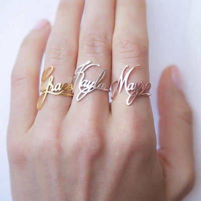 Custom Made Name Ring For Women- Personalized Hand Writing Name Ring