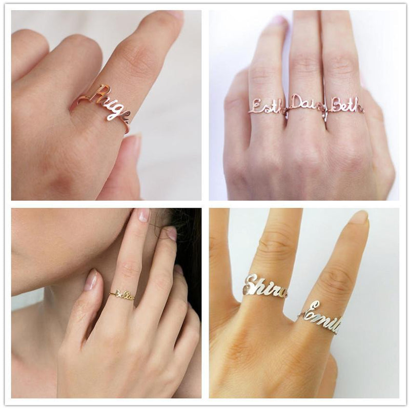 Custom Made Name Ring For Women- Personalized Hand Writing Name Ring
