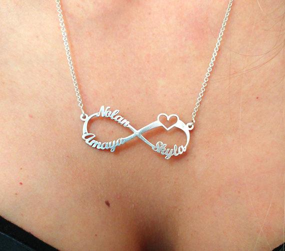 Personalized Heart With Infinity Sign Necklace