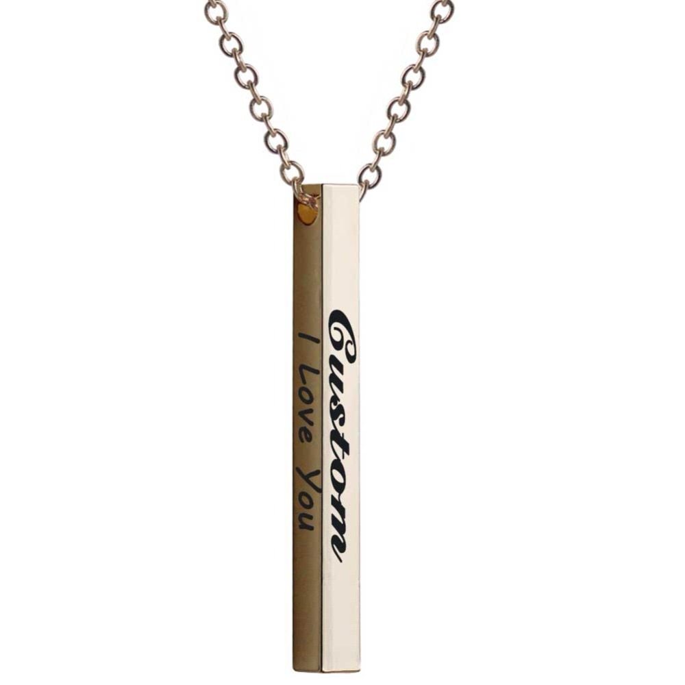 Custom Vertical Bar Necklace, Engraved Date Name