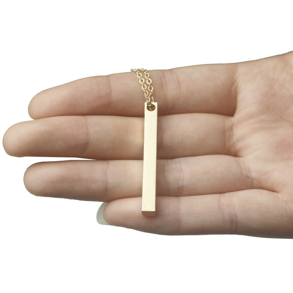 Custom Vertical Bar Necklace, Engraved Date Name