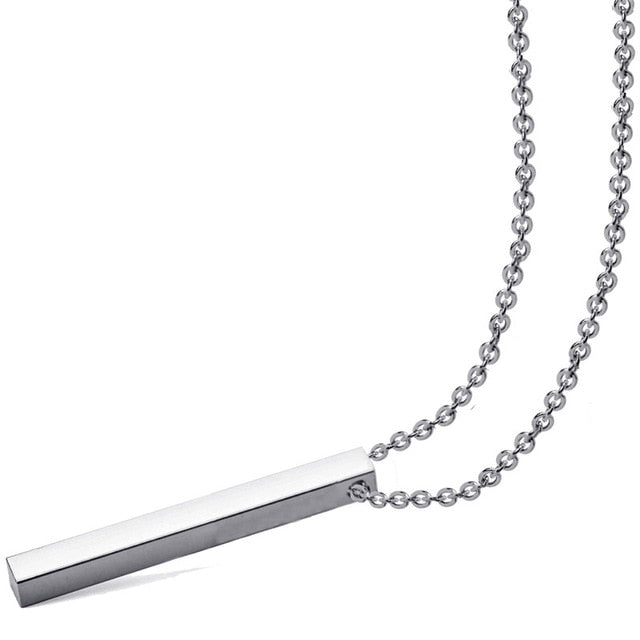 Custom Vertical Bar Necklace, Engraved Date Name
