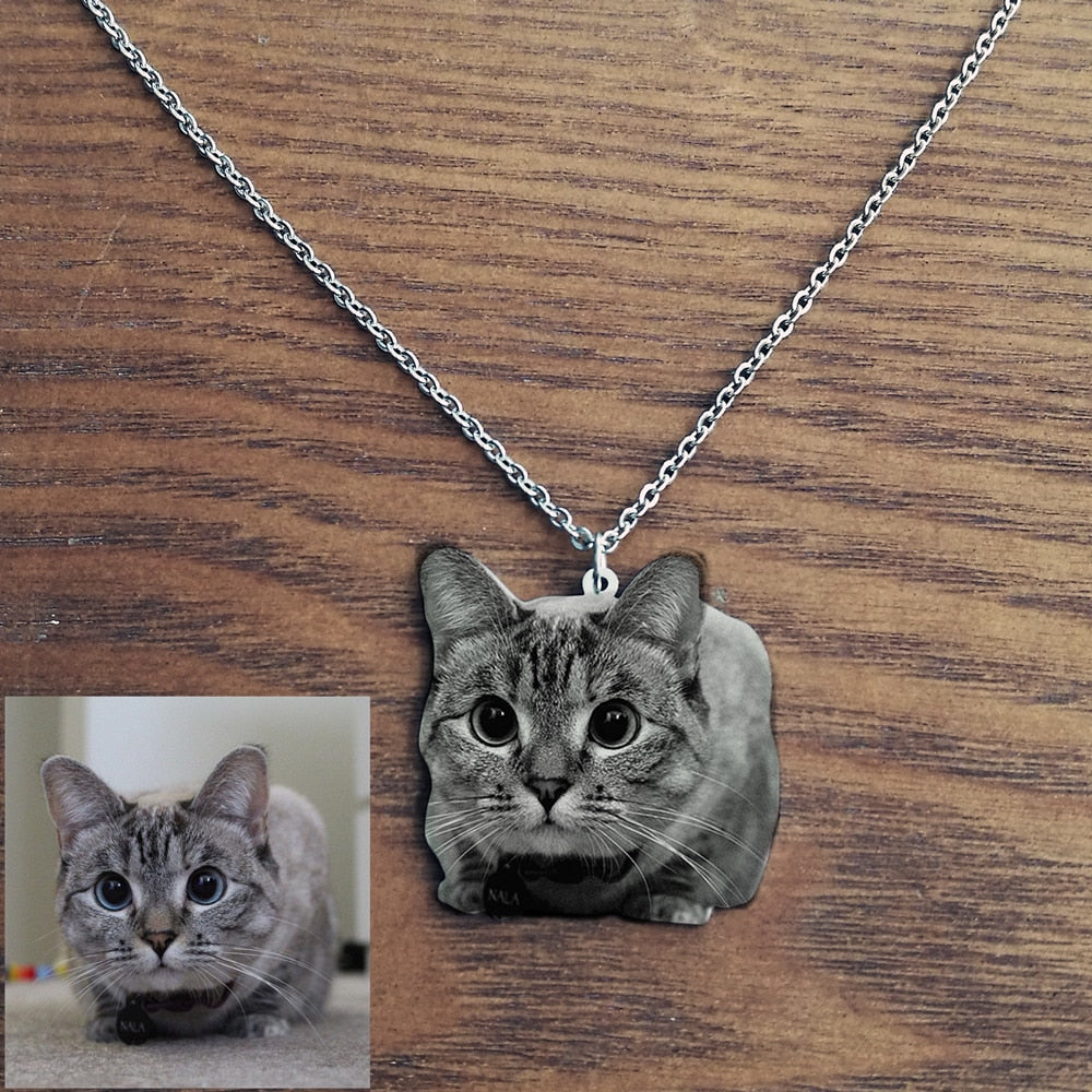 Pet Photo Necklace-Custom Pet Jewelry-Photo Engraved Necklace