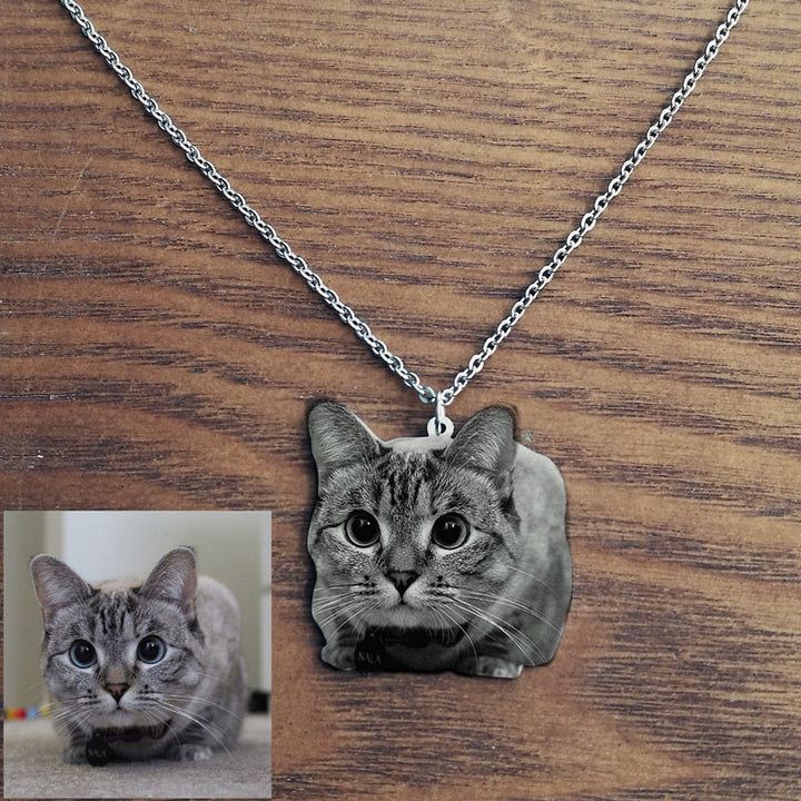Pet Photo Necklace-Custom Pet Jewelry-Photo Engraved Necklace