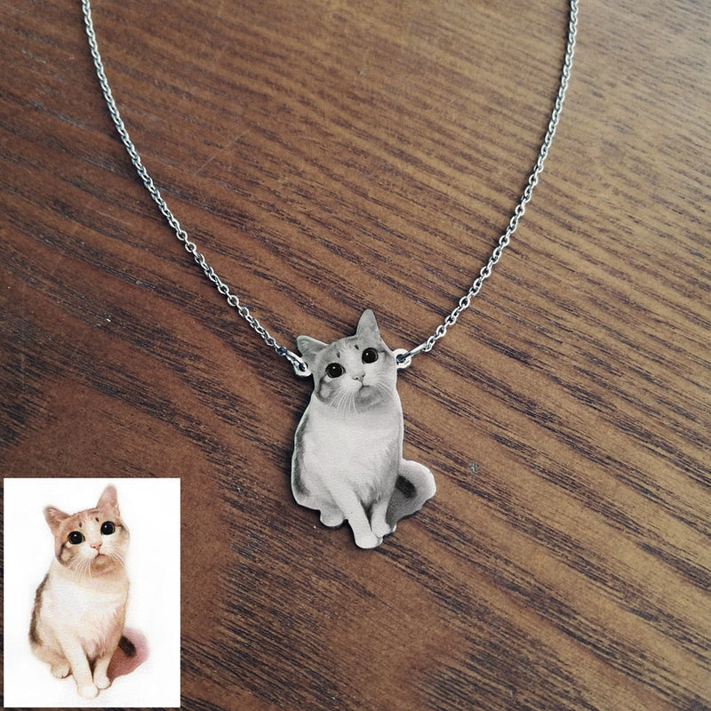 Pet Photo Necklace-Custom Pet Jewelry-Photo Engraved Necklace