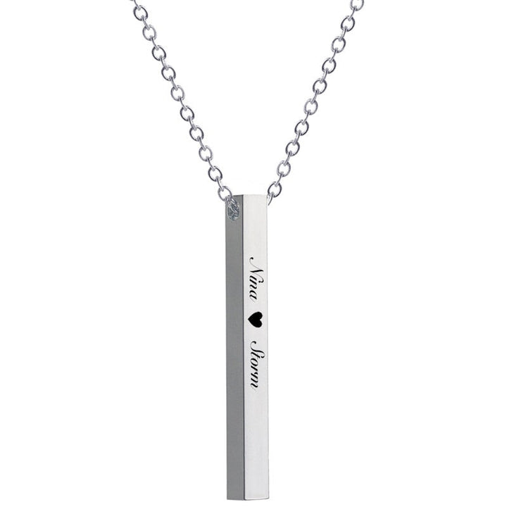 Custom Vertical Bar Necklace, Engraved Date Name
