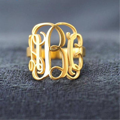 Custom 3 Initial Monogram Ring For Women