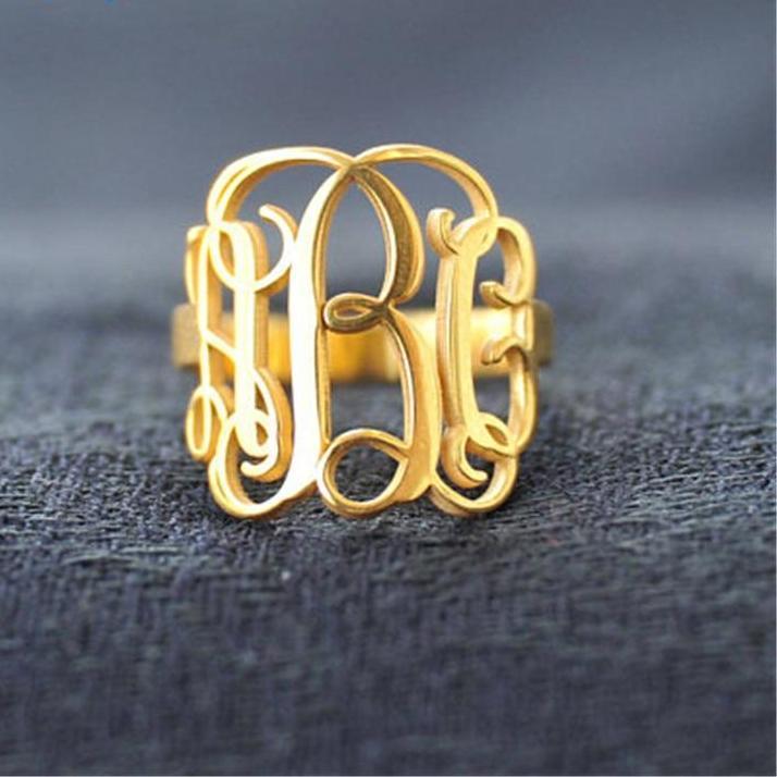 Custom 3 Initial Monogram Ring For Women