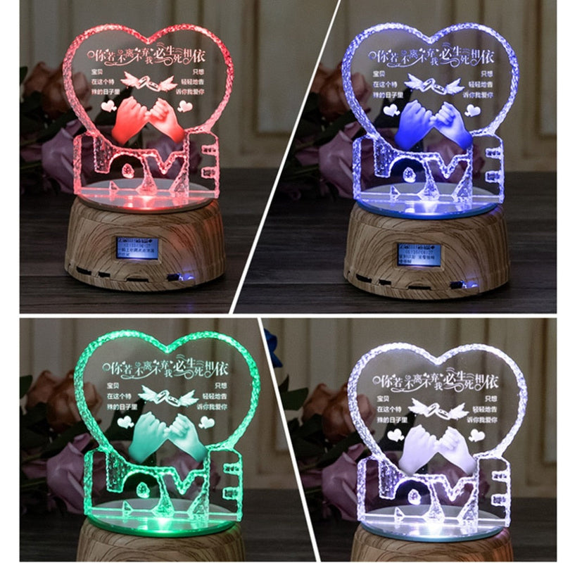 Custom 3D Crystal Photo and Text LED Display Night Light