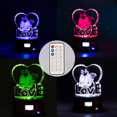 Custom 3D Crystal Photo and Text LED Display Night Light