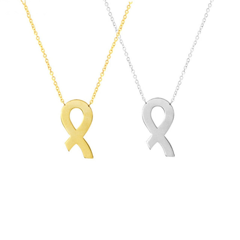 Breast Cancer Awareness Ribbon Pendant Necklace