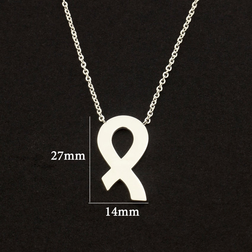 Breast Cancer Awareness Ribbon Pendant Necklace