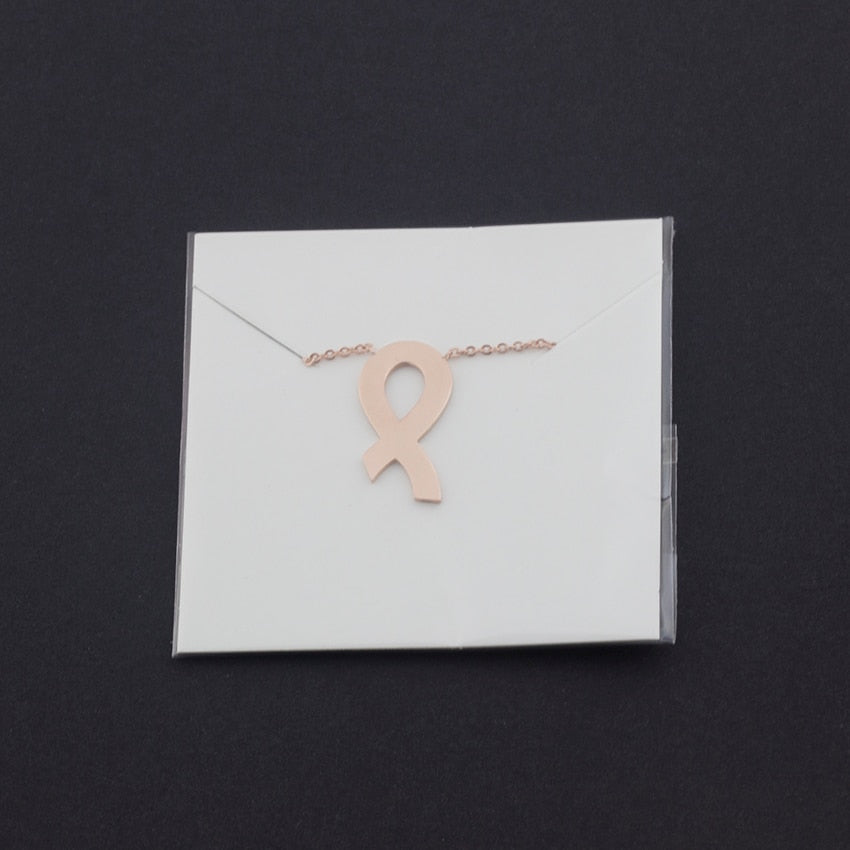 Breast Cancer Awareness Ribbon Pendant Necklace