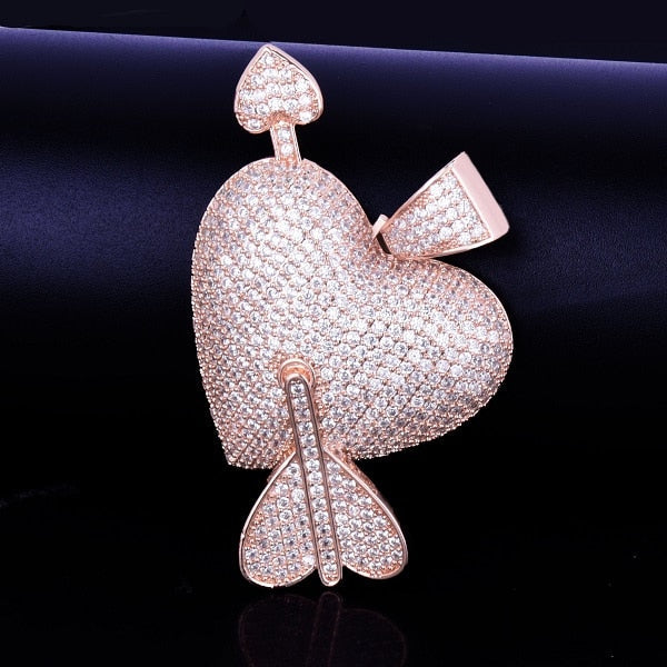 Iced Blink Heart And Arrow Necklace- Birthday Gifts For Him