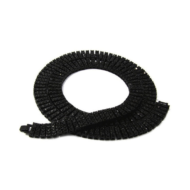 Men's Hip Hop Rock Gold Necklace- 4 ROW Rhinestone Tennis Link Chain