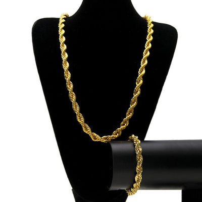Hip Hop Jewelry Sets- 10mm Rope Chain Long Necklace