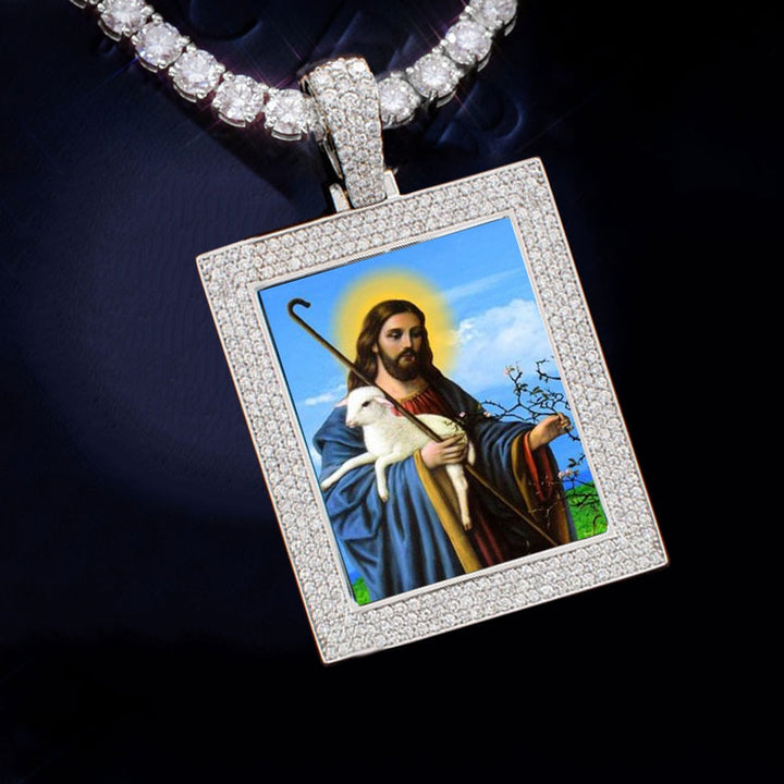 Personalized 14K Gold Square Photo Pendant Necklace