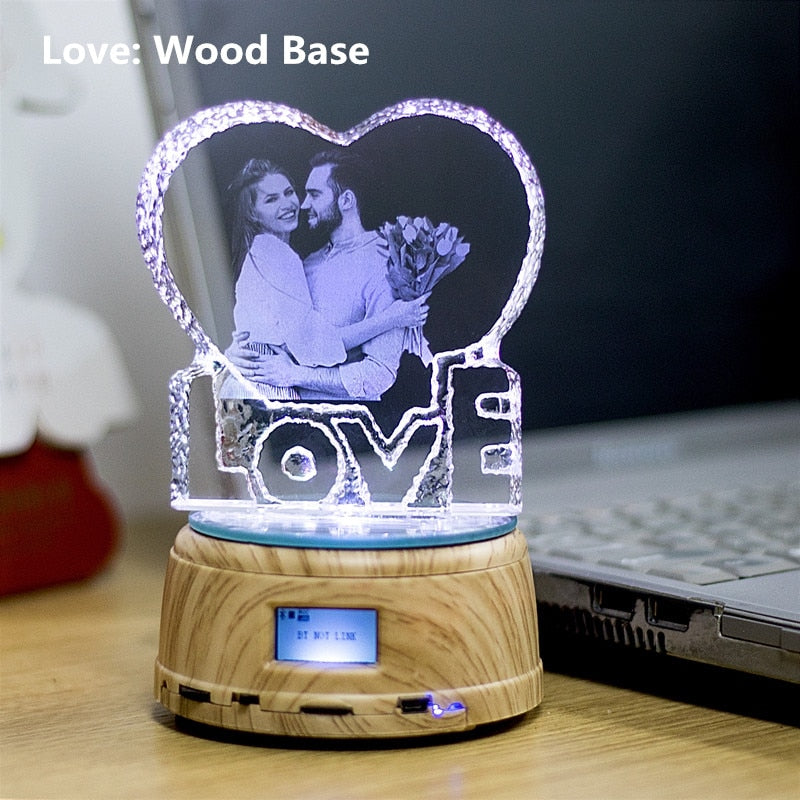 Custom 3D Crystal Photo and Text LED Display Night Light