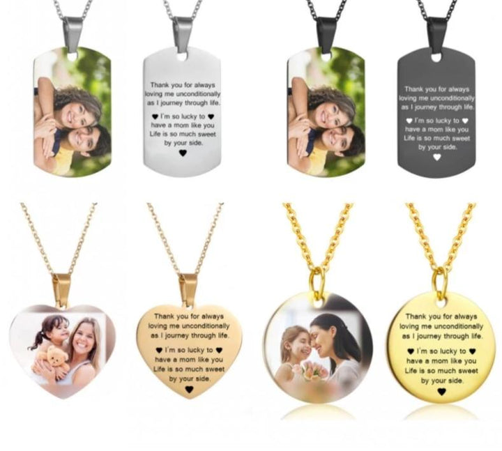 Personalized Photo Necklace-With Back Engraved
