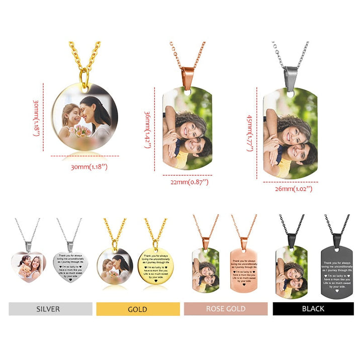 Personalized Photo Necklace-With Back Engraved