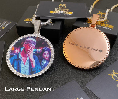 14K Gold Plated Personalized Photo Medallions Necklace For Men