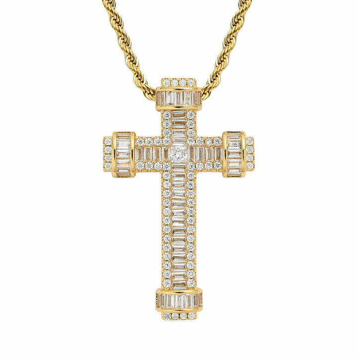 18K Gold Plated Cross Pendant Necklace- Cross Necklace-Hip Hop Necklace
