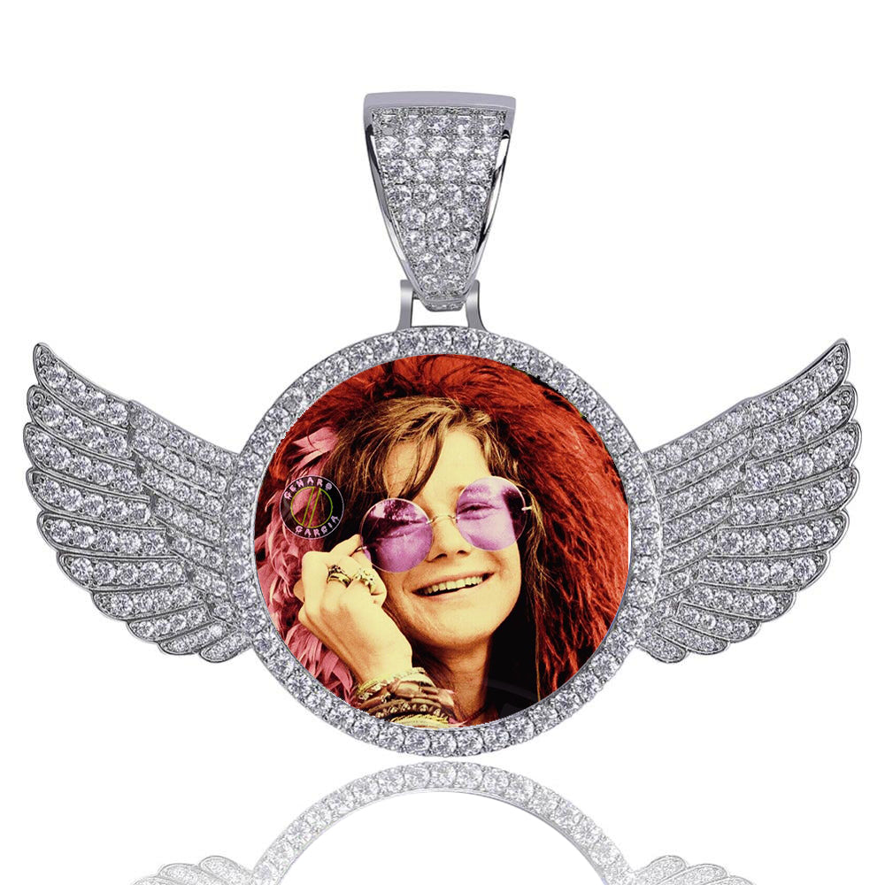 Custom Made Angel Wings Memorial Necklace With Picture-Christmas Gifts For Coworkers- Christmas Gift For Husband-